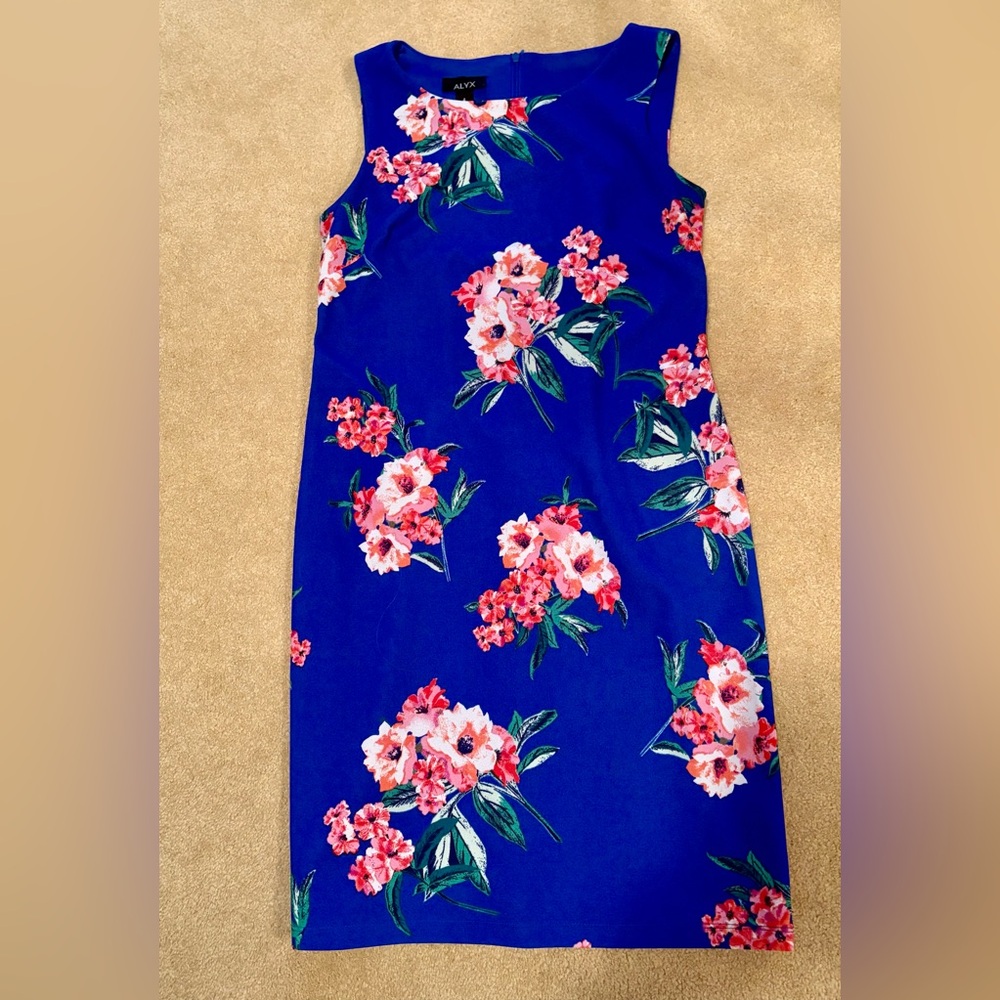 Tropical blue flower sheath dress by Alyx size 4